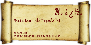 Meister Árpád névjegykártya